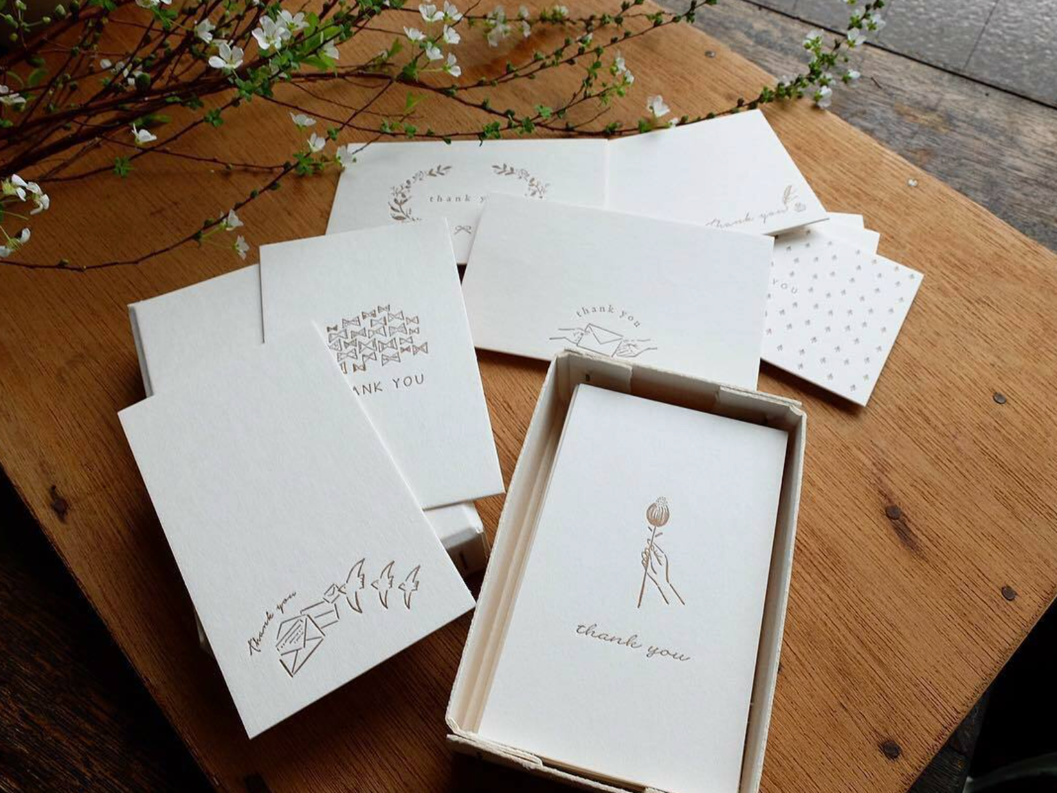 Oeda Letterpress Thank You Card Box (Black/Bronze) - Smidapaper Ikigai Shop