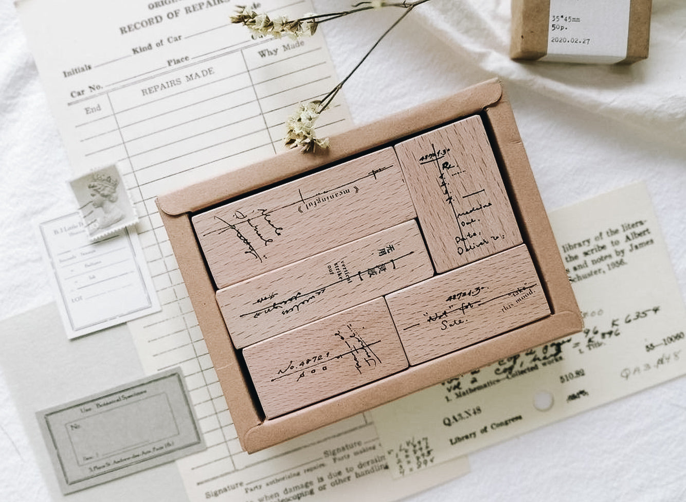 Banfan No. 3 Vertical Strikeout Rubber Stamp Set (set of 5/individual) - Smidapaper Ikigai Shop
