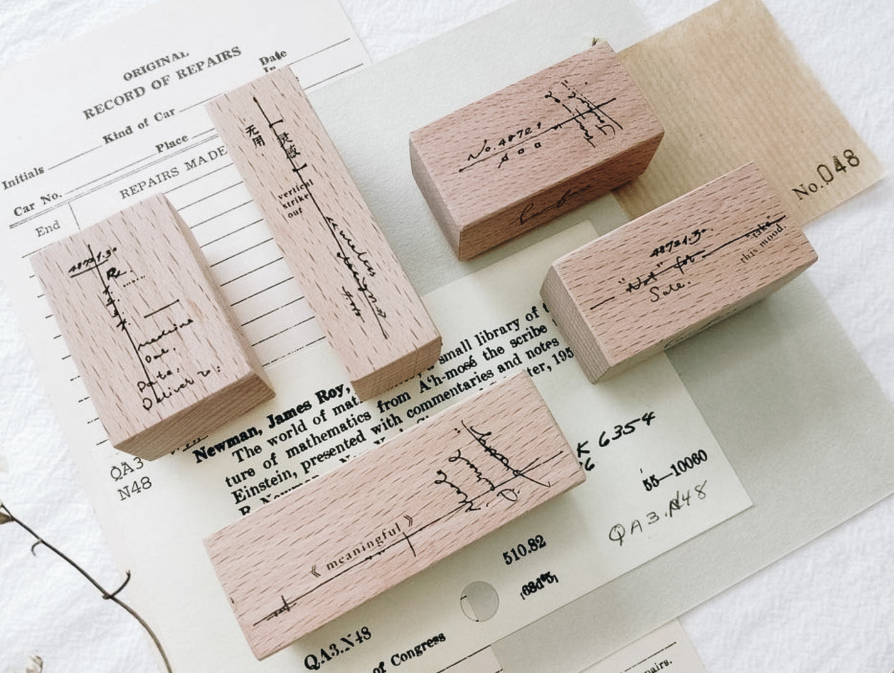 Banfan No. 3 Vertical Strikeout Rubber Stamp Set (set of 5/individual) - Smidapaper Ikigai Shop