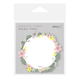Midori Katanuki Fusen Sticky Notes-Wreath - Smidapaper Ikigai Shop