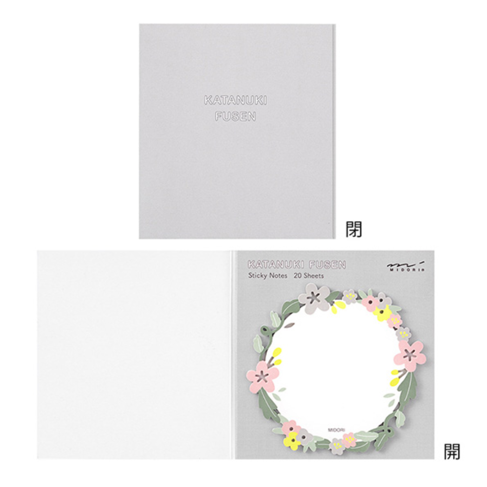 Midori Katanuki Fusen Sticky Notes-Wreath - Smidapaper Ikigai Shop