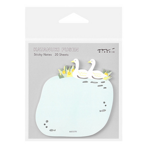 Midori Katanuki Fusen Sticky Notes-Swans - Smidapaper Ikigai Shop