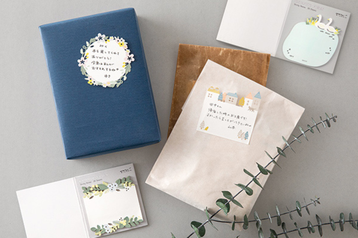 Midori Katanuki Fusen Sticky Notes-Wreath - Smidapaper Ikigai Shop