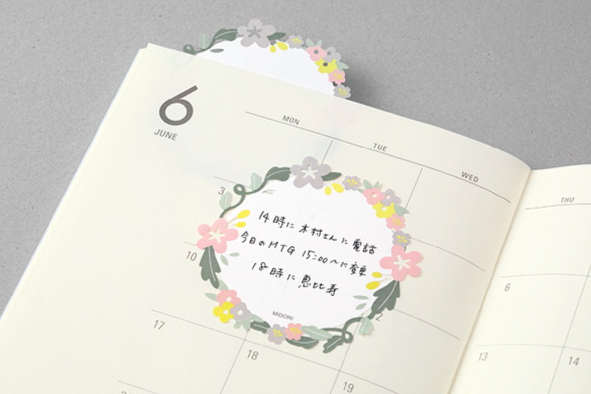 Midori Katanuki Fusen Sticky Notes-Wreath - Smidapaper Ikigai Shop