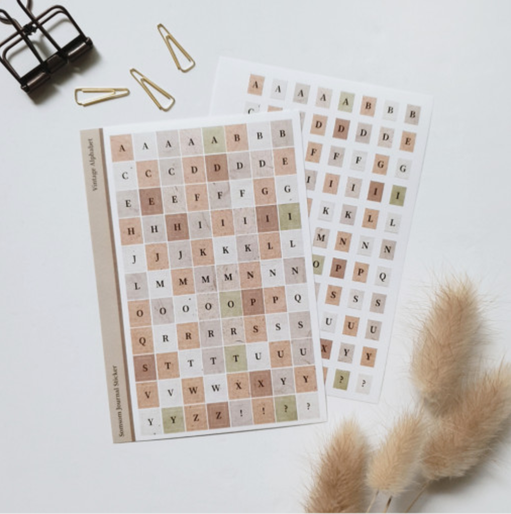 Vintage Alphabet Sticker - Smidapaper Ikigai Shop