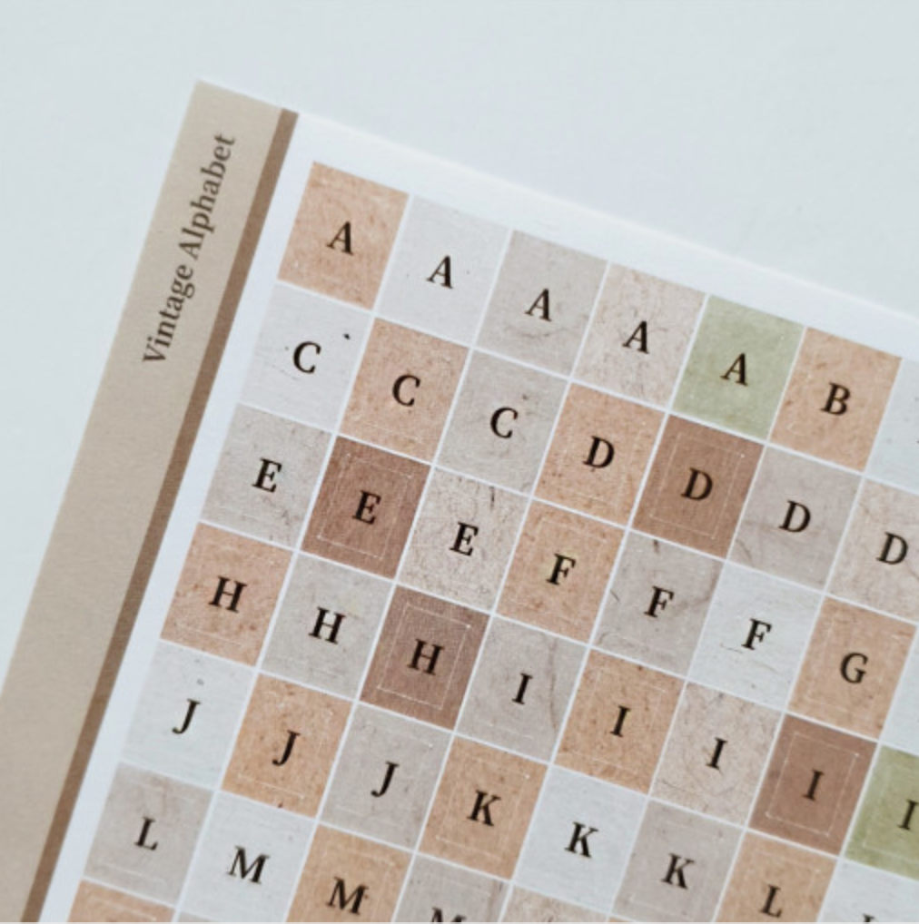 Vintage Alphabet Sticker - Smidapaper Ikigai Shop