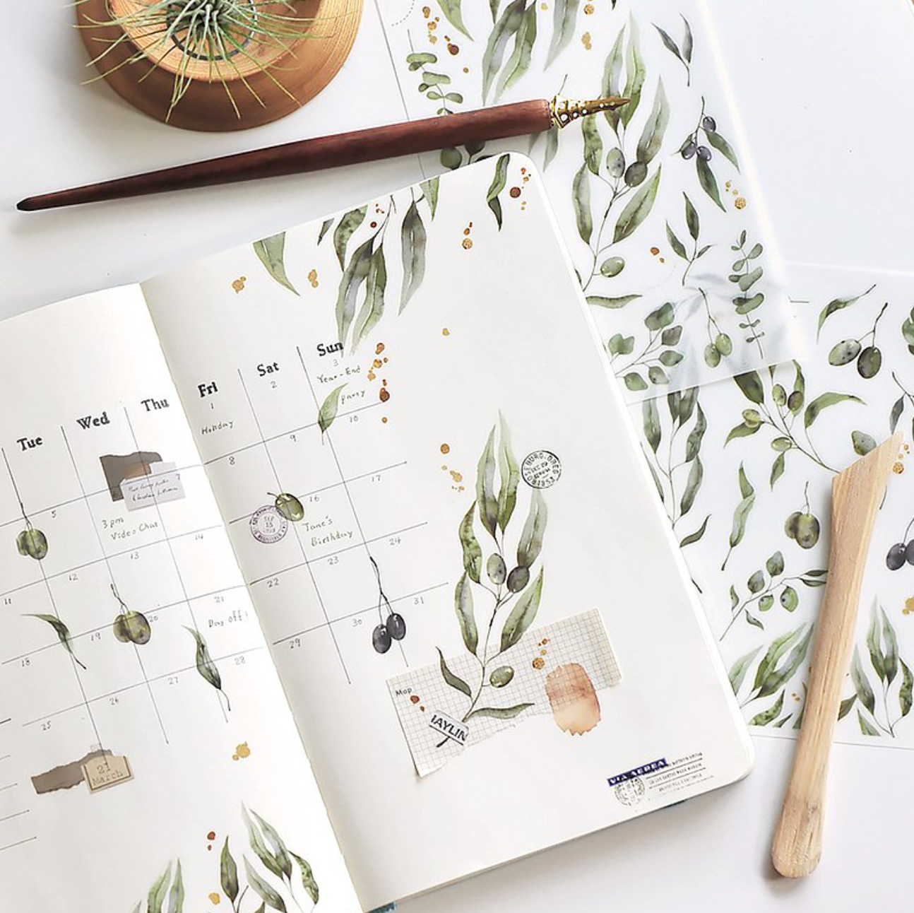 MU Print-On Stickers-156 Olive Garden - Smidapaper Ikigai Shop