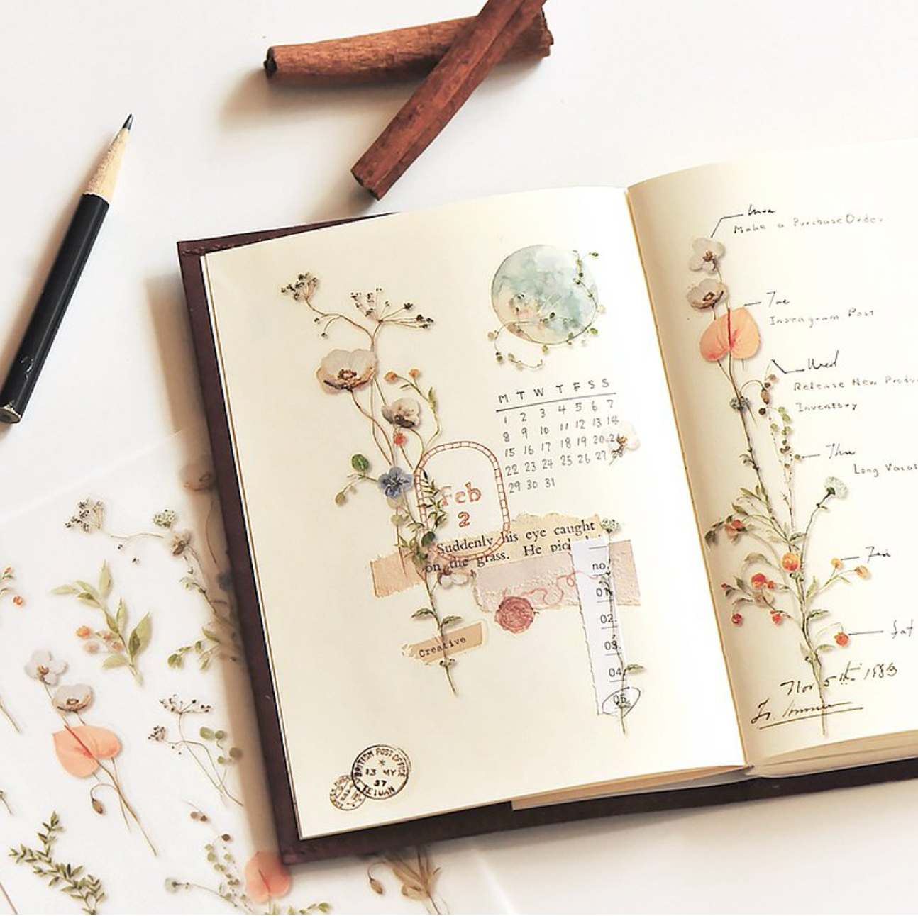 MU Print-On Stickers-160 Stem of Flowers - Smidapaper Ikigai Shop