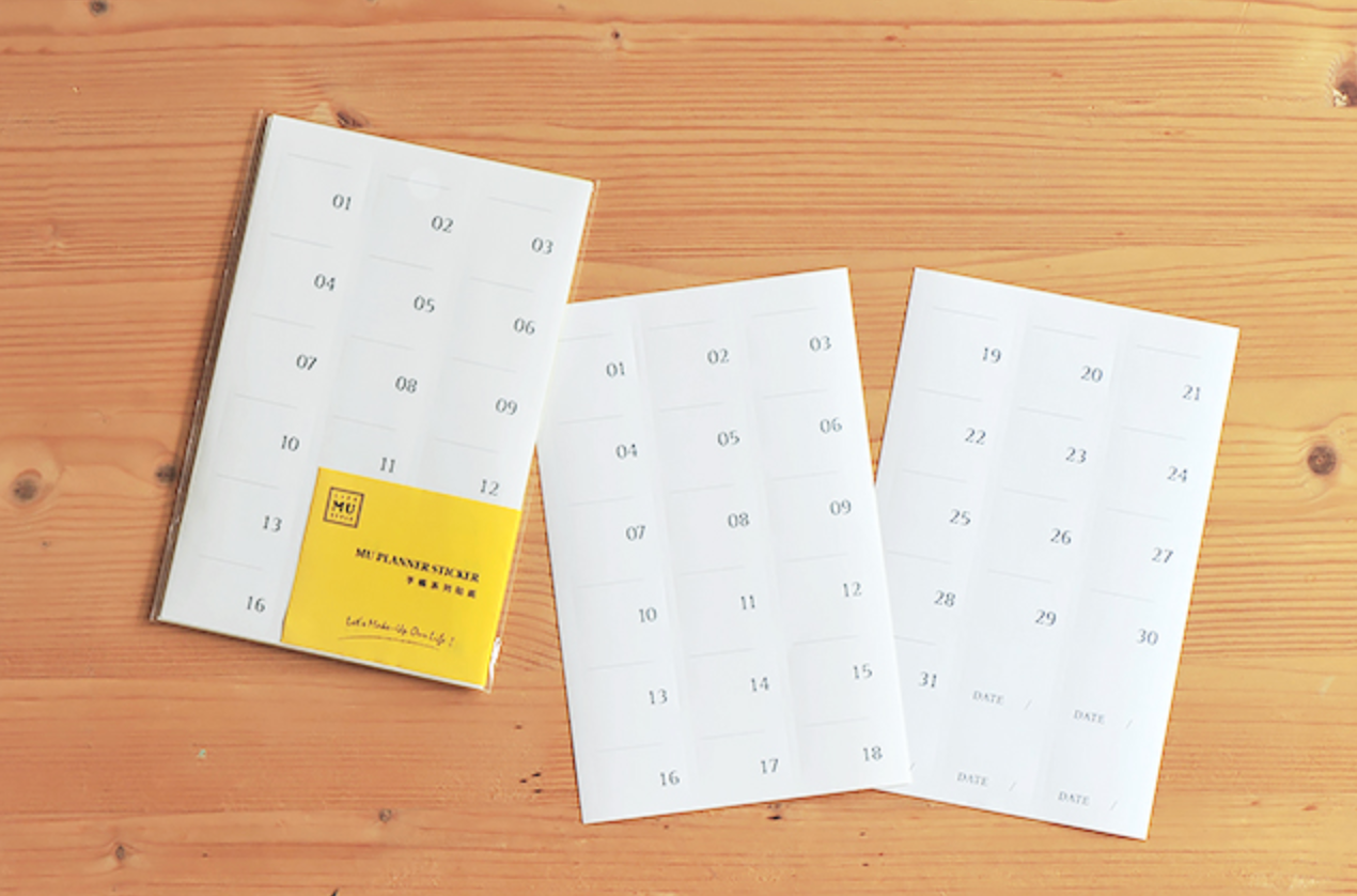 MU Planner Stickers: Date Sticker 2 (Small Numbers) - Smidapaper Ikigai Shop