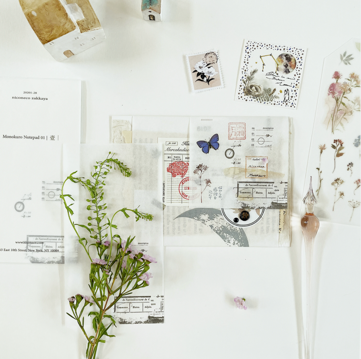 Monokuro Leaf paper Notepad 01 - Smidapaper Ikigai Shop