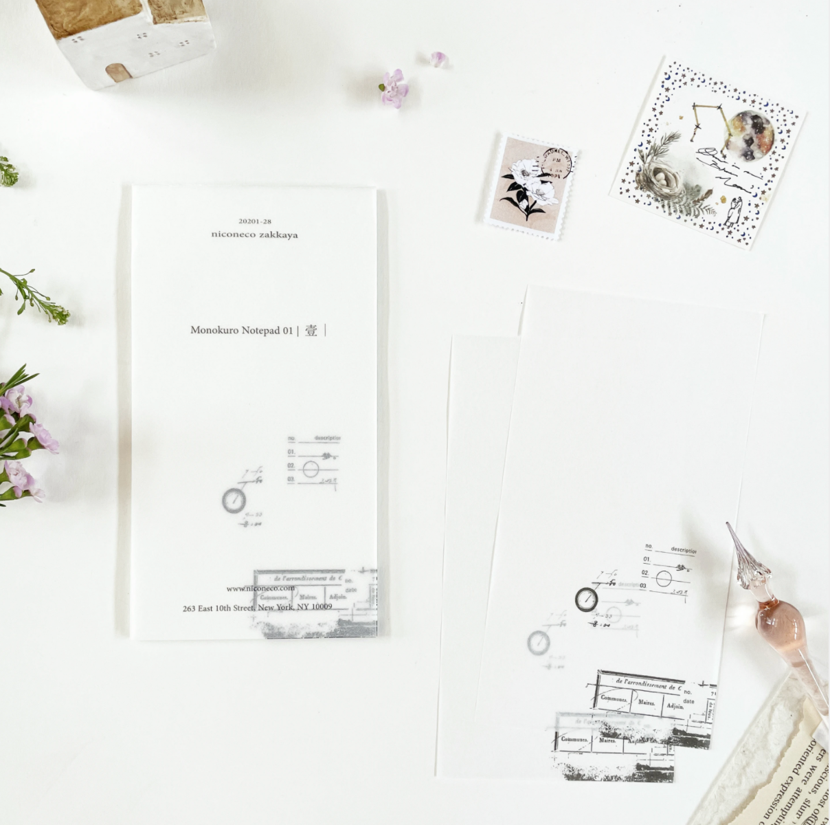 Monokuro Leaf paper Notepad 01 - Smidapaper Ikigai Shop