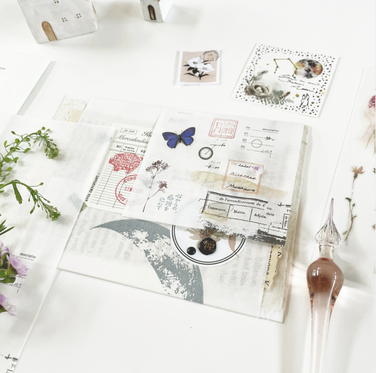 Monokuro Leaf paper Notepad 01 - Smidapaper Ikigai Shop