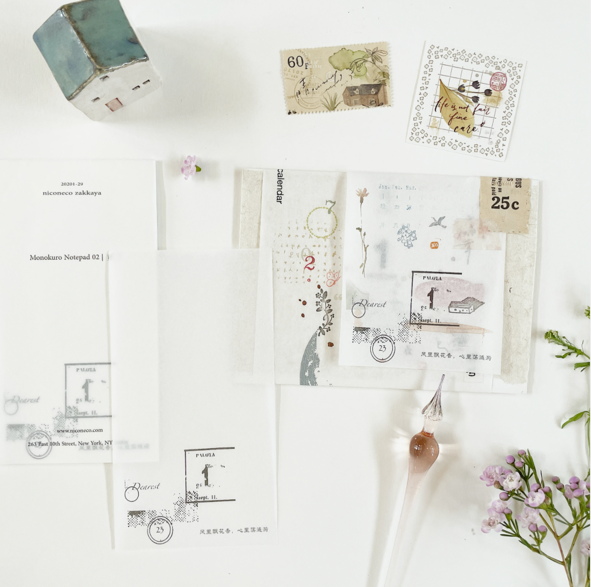 Monokuro Leaf paper Notepad 01 - Smidapaper Ikigai Shop
