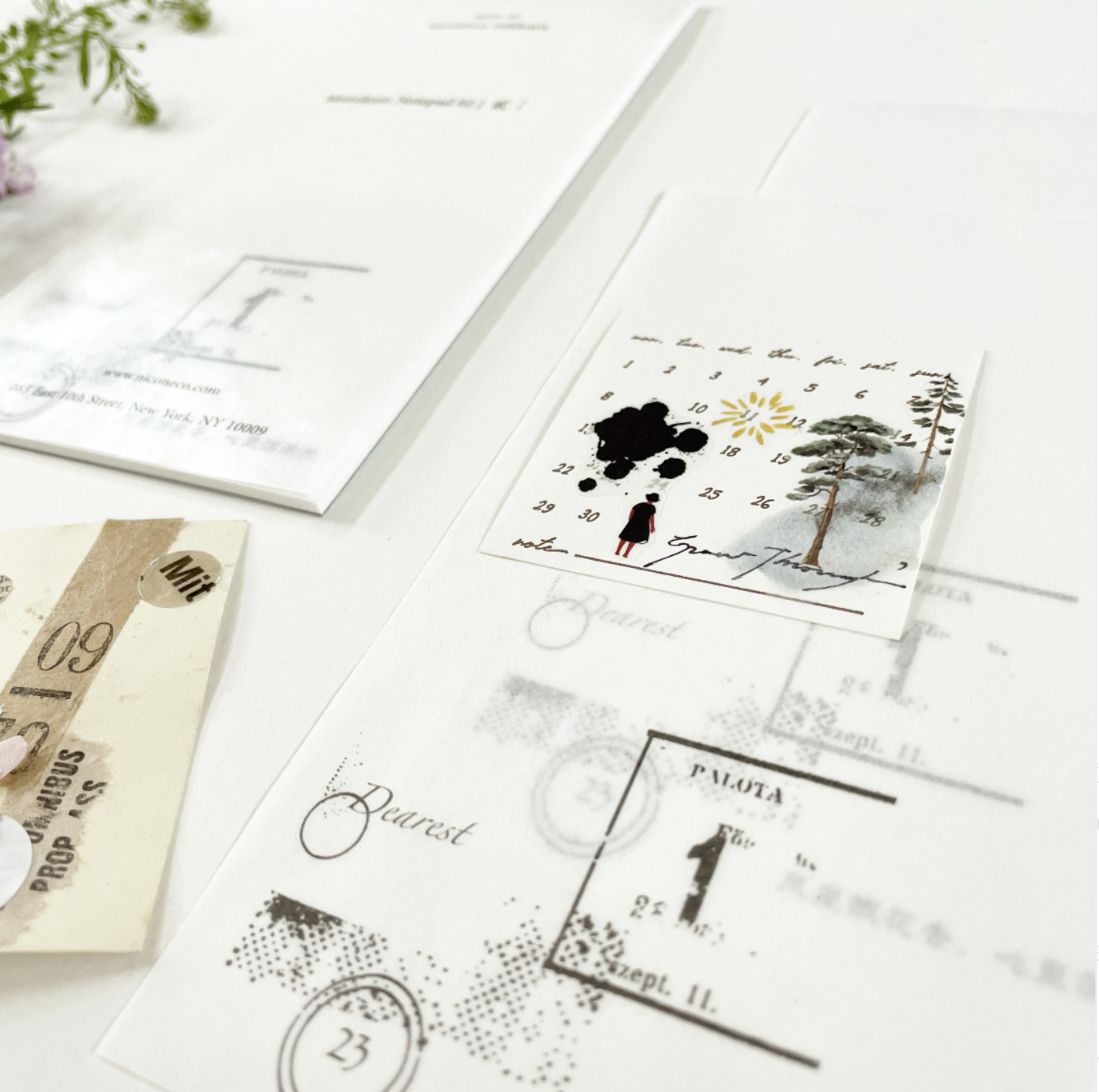 Monokuro Leaf paper Notepad 02 - Smidapaper Ikigai Shop