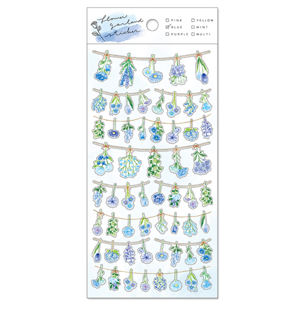 Mindwave Flower Garland Stickers: Blue - Smidapaper Ikigai Shop