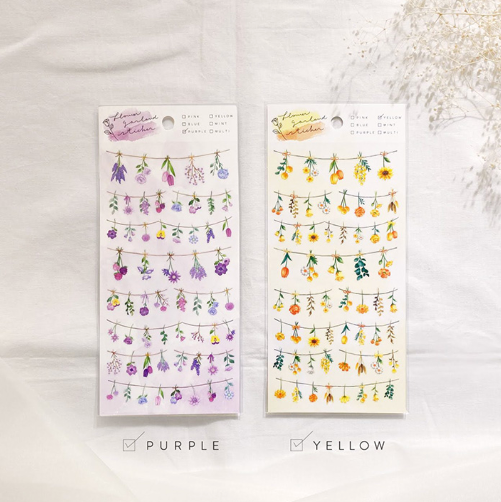 Mindwave Flower Garland Stickers: Purple - Smidapaper Ikigai Shop