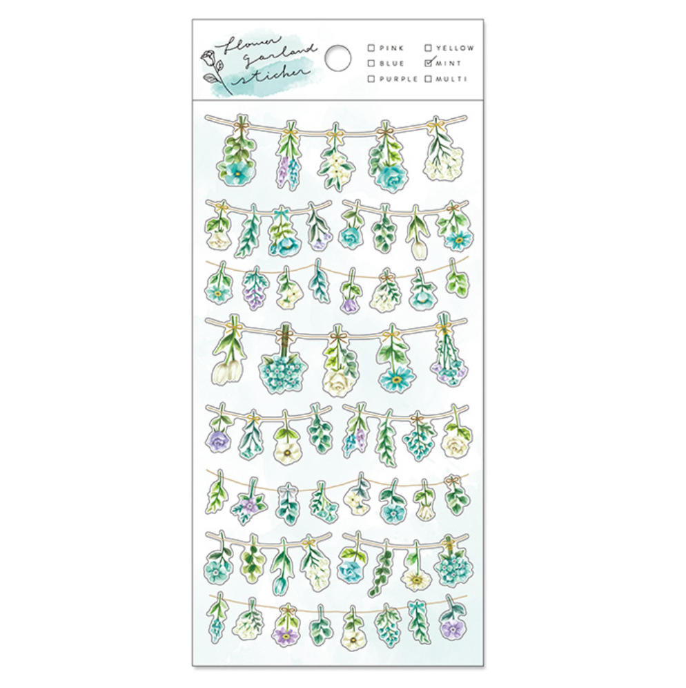 Mindwave Flower Garland Stickers: Mint - Smidapaper Ikigai Shop