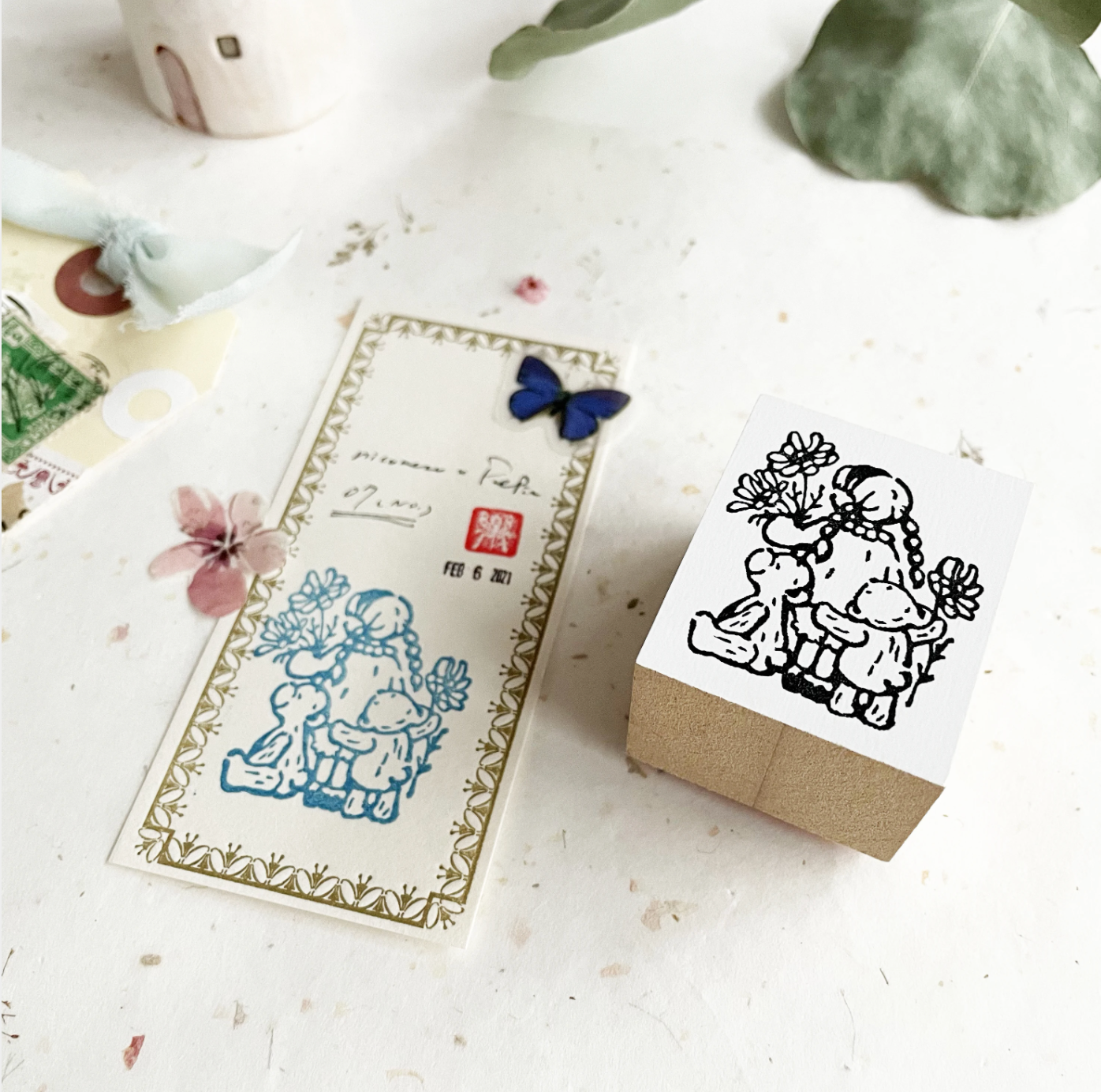 Nico Neco x PEPIN Rubber Stamp: Best Friends - Smidapaper Ikigai Shop