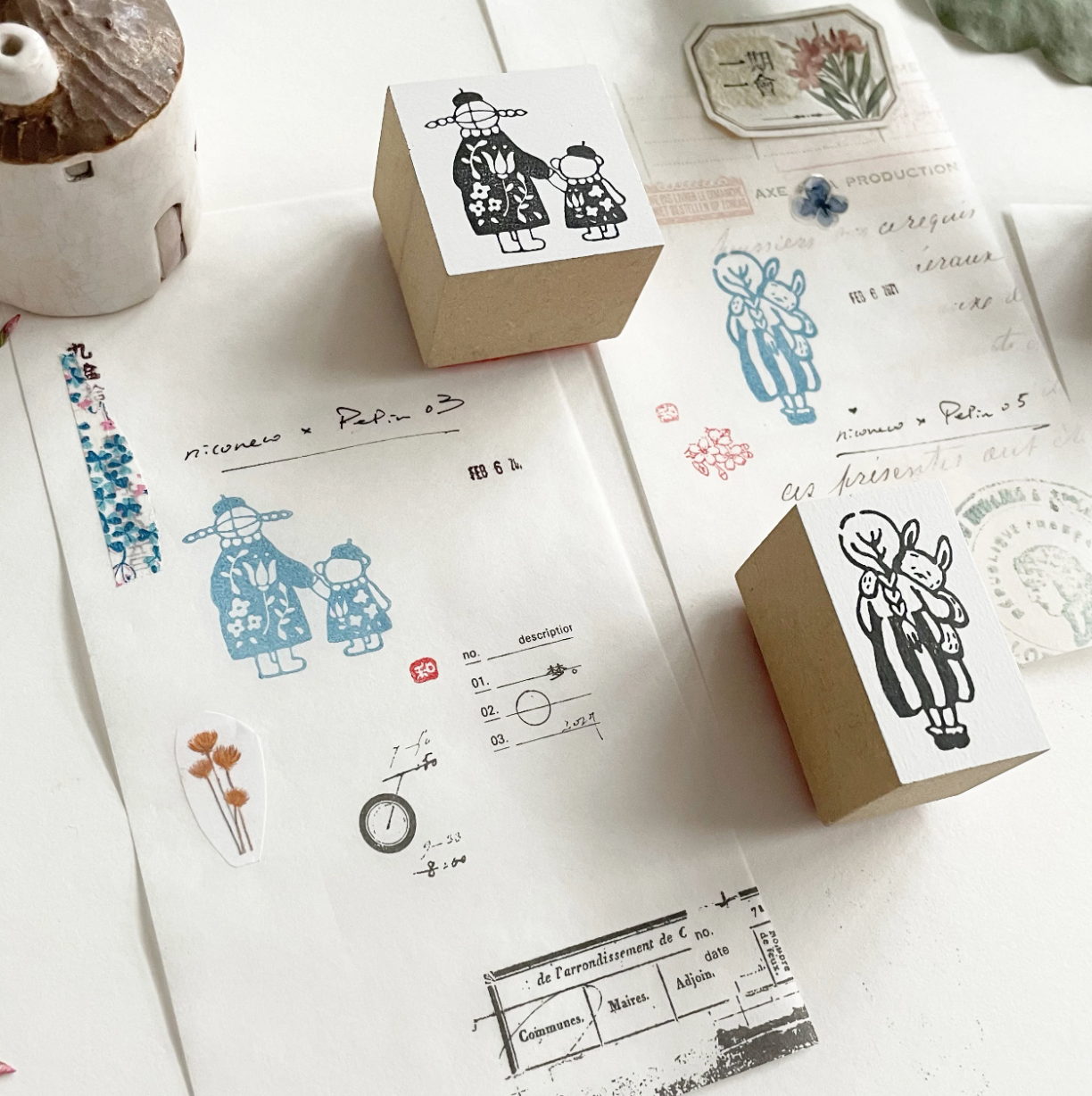 Nico Neco x PEPIN Rubber Stamp: Hold Hands - Smidapaper Ikigai Shop