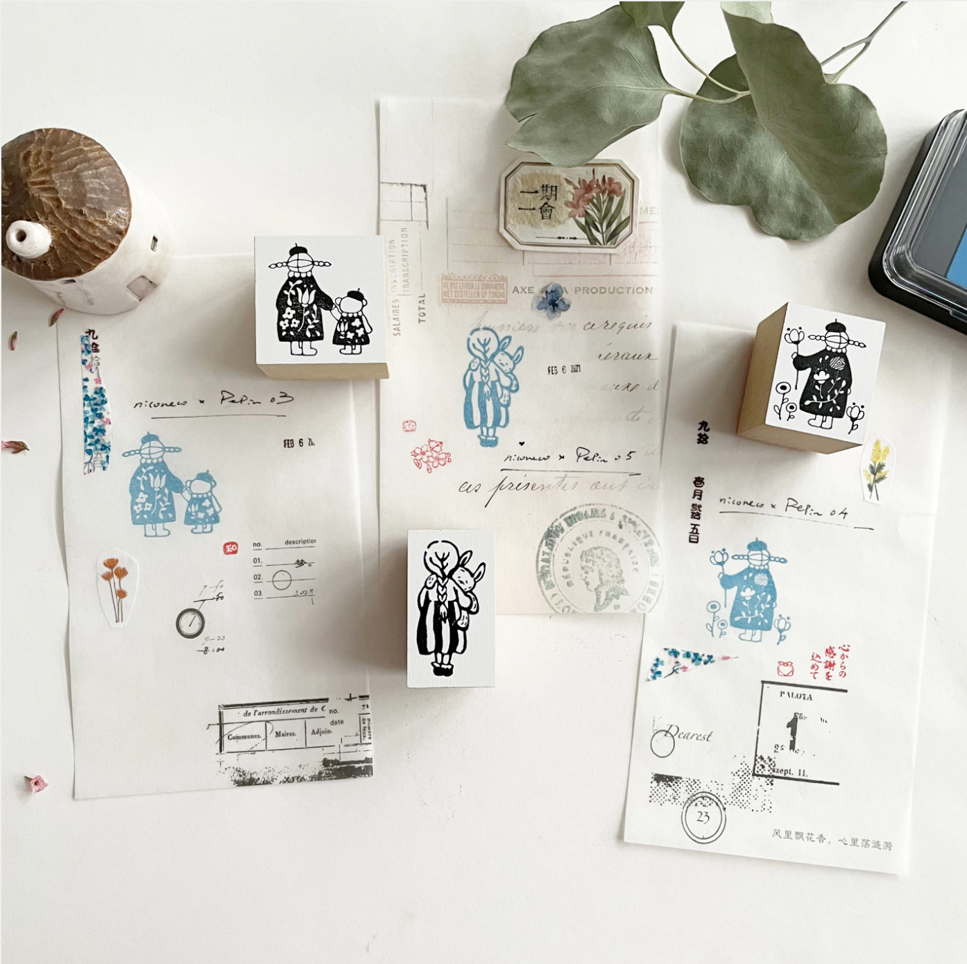 Nico Neco x PEPIN Rubber Stamp: Hold Hands - Smidapaper Ikigai Shop