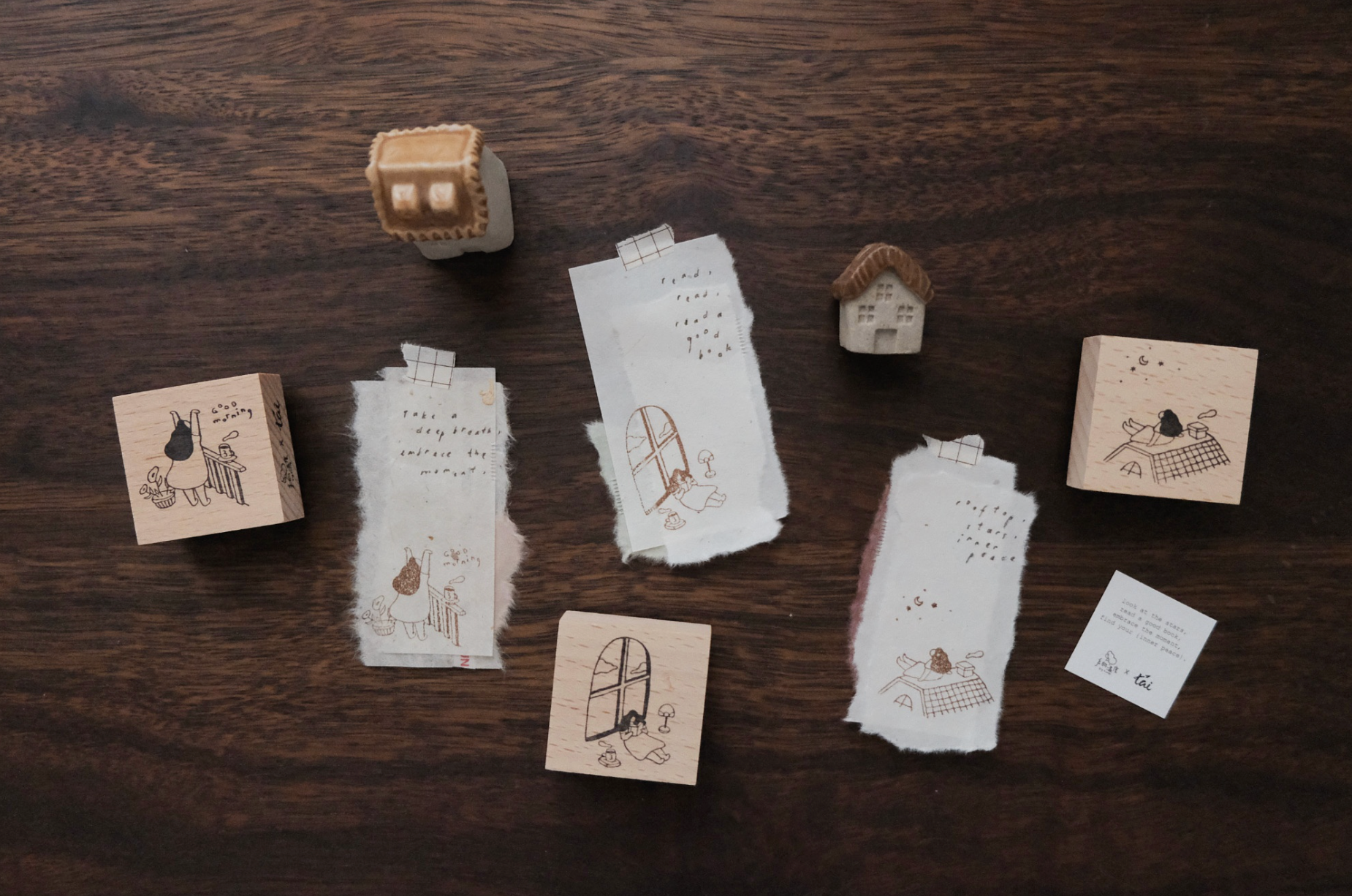 Tai x bighands Inner Peace: Read a Good Book Rubber Stamp - Smidapaper Ikigai Shop