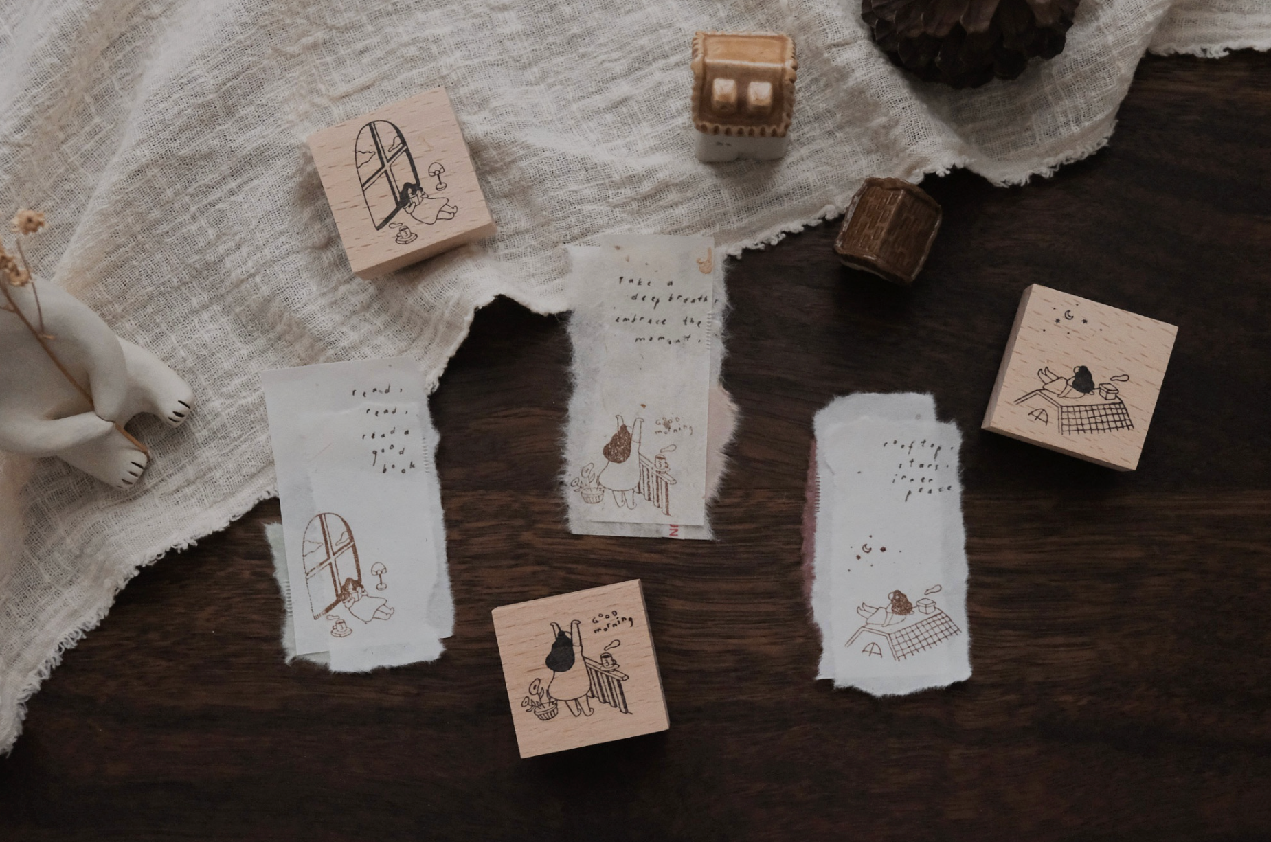 Tai x bighands Inner Peace: Read a Good Book Rubber Stamp - Smidapaper Ikigai Shop