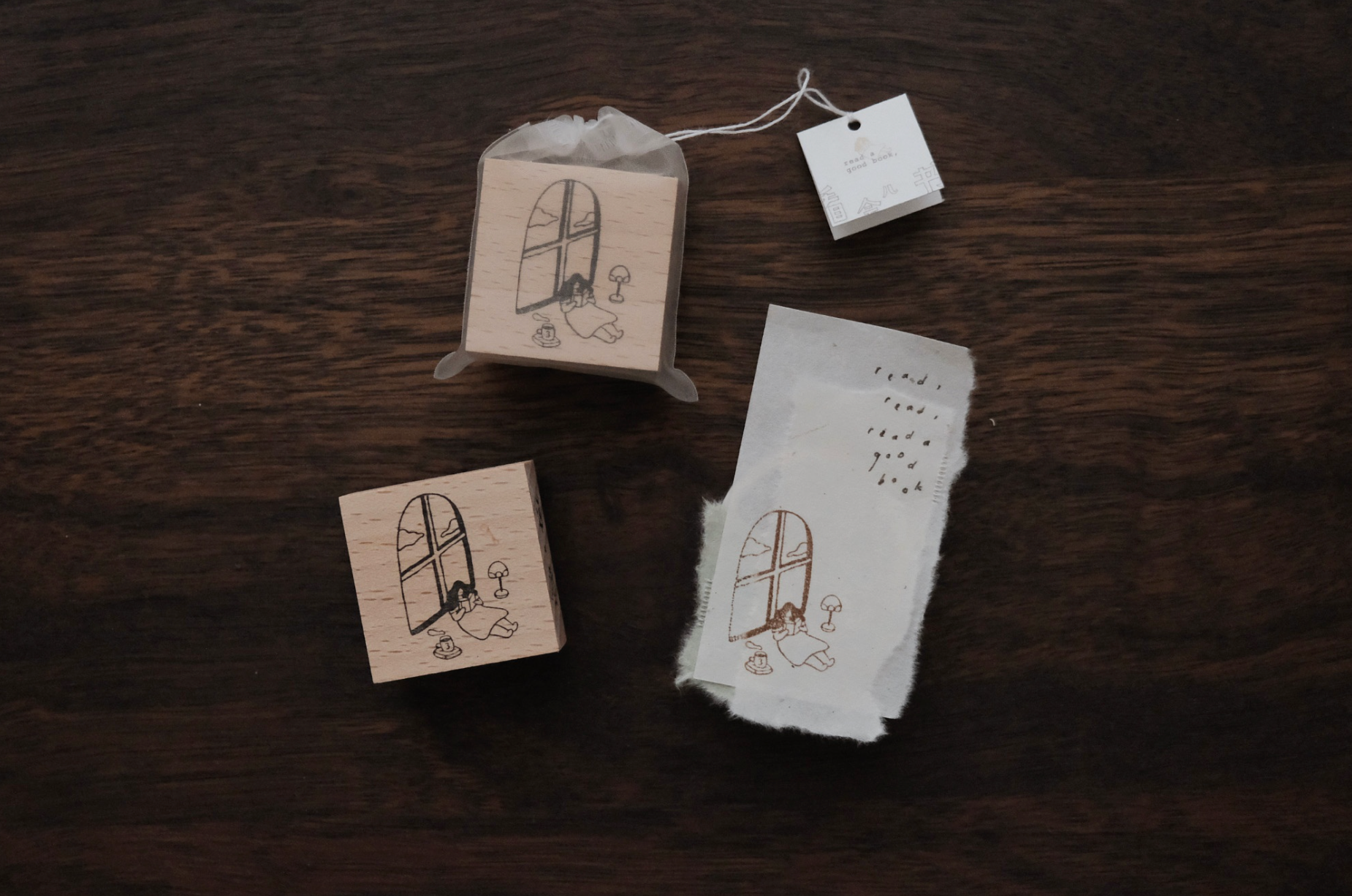 Tai x bighands Inner Peace: Read a Good Book Rubber Stamp - Smidapaper Ikigai Shop