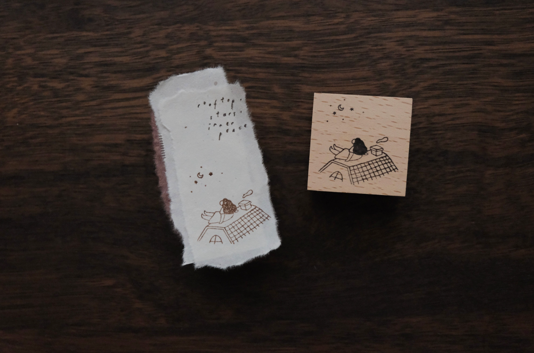 Tai x bighands Inner Peace: Look at the Stars Rubber Stamp - Smidapaper Ikigai Shop