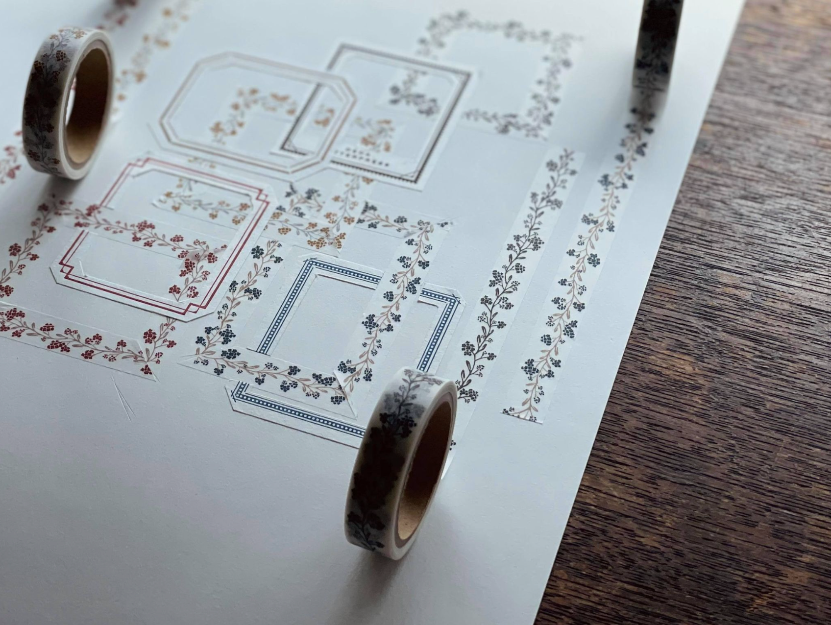 Oeda Letterpress Masking Tape-Bloom Line (4 colours) - Smidapaper Ikigai Shop