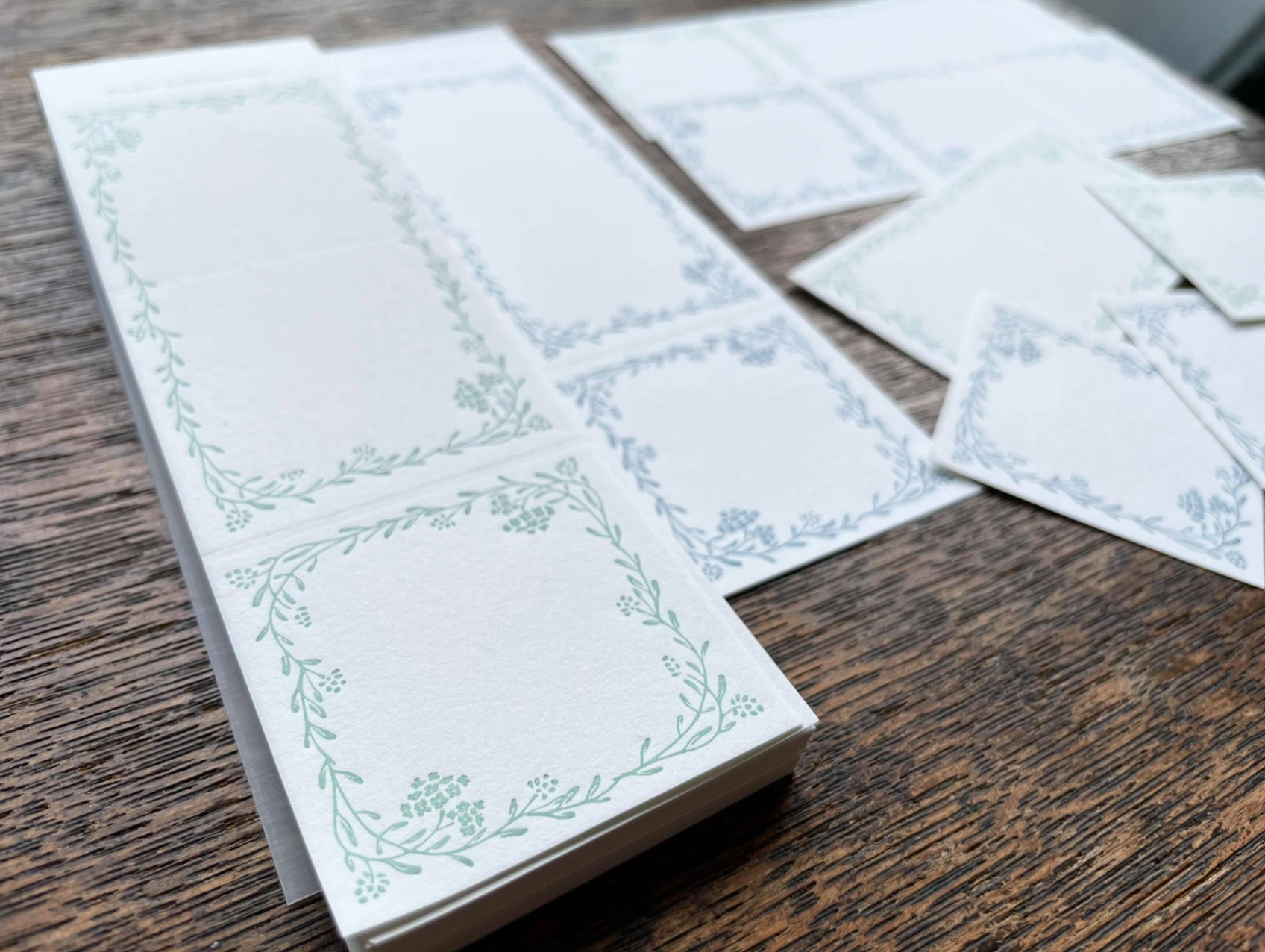 Oeda Letterpress  Limited Edition 3 Pattern Label Book: Noble Jade Green & Pale Blue - Smidapaper Ikigai Shop