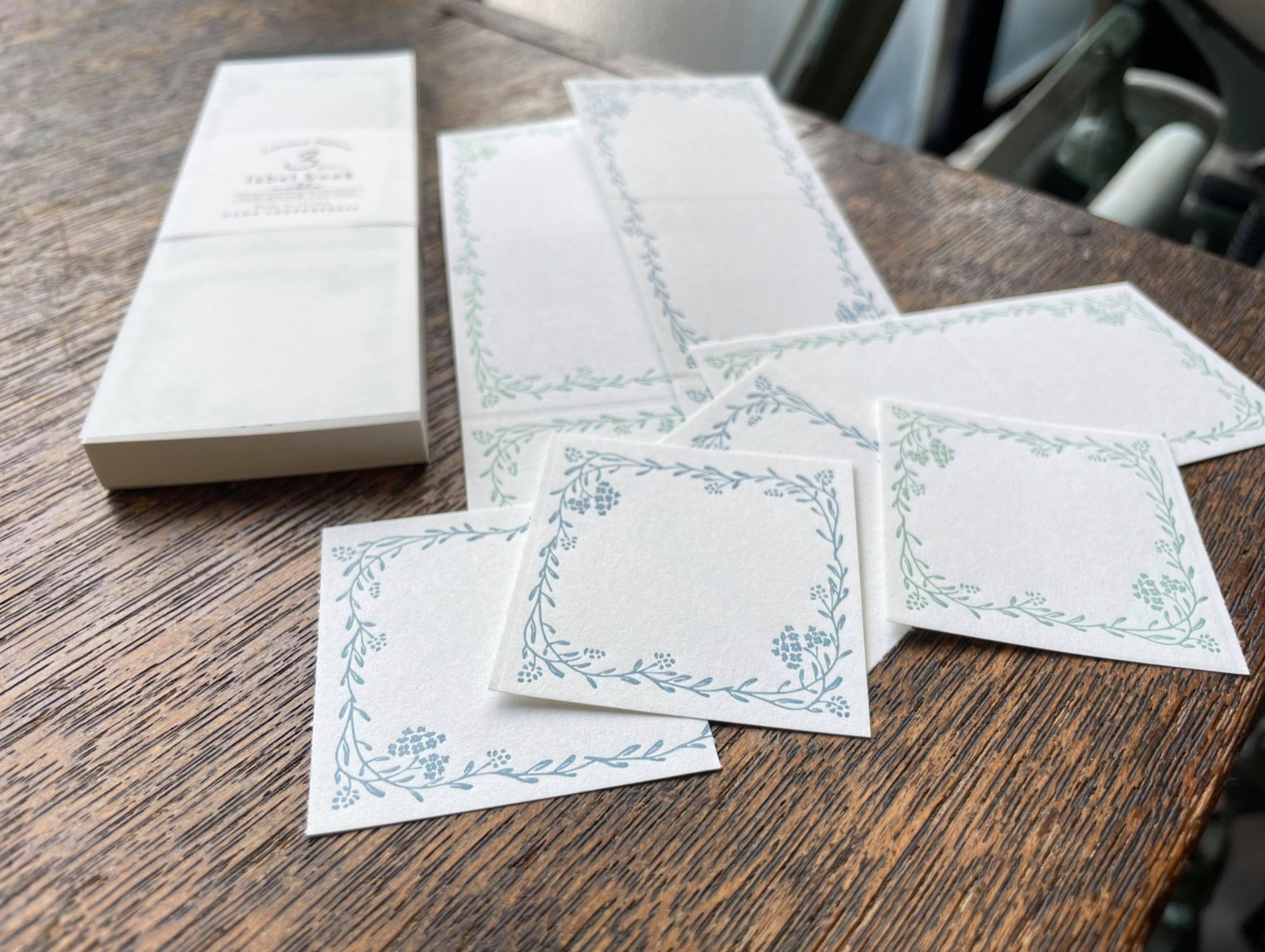 Oeda Letterpress  Limited Edition 3 Pattern Label Book: Noble Jade Green & Pale Blue - Smidapaper Ikigai Shop