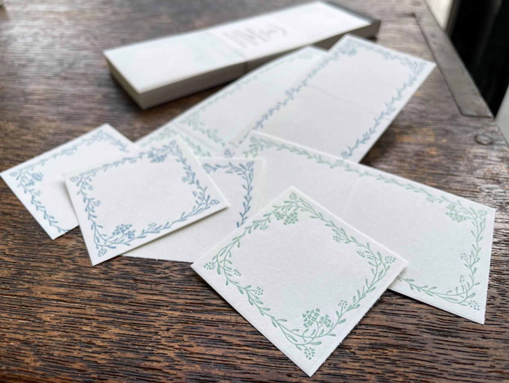 Oeda Letterpress  Limited Edition 3 Pattern Label Book: Noble Jade Green & Pale Blue - Smidapaper Ikigai Shop