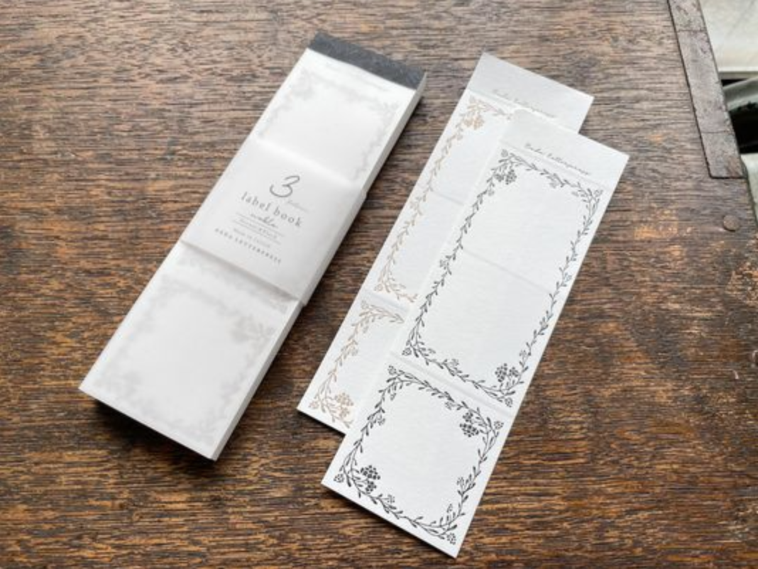 Oeda Letterpress 3 Pattern Noble Label Book (2 Colours) - Smidapaper Ikigai Shop