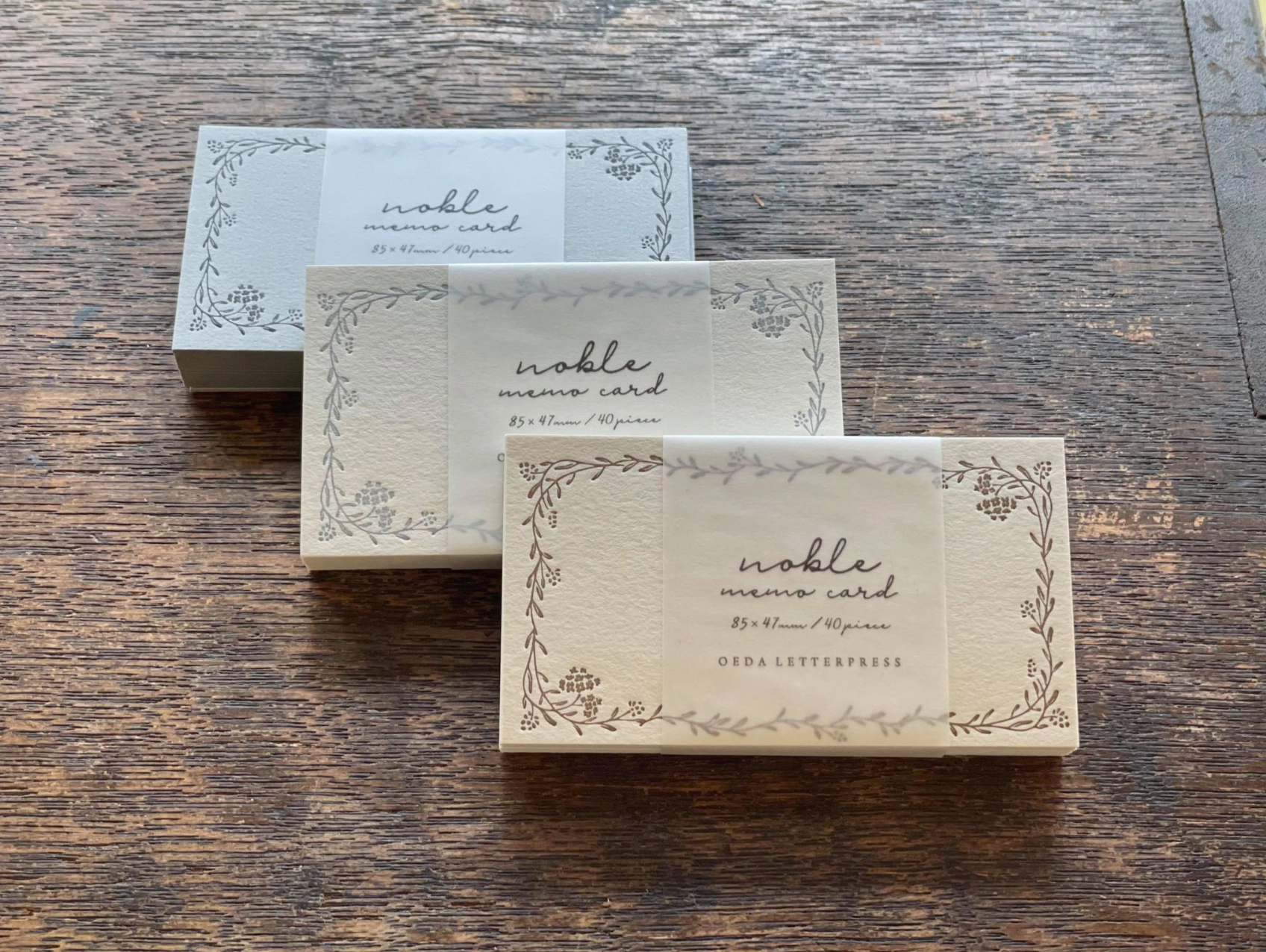 Oeda Letterpress Noble Memo Card (3 colours) - Smidapaper Ikigai Shop