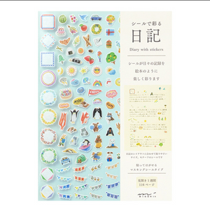 Midori Diary with Stickers: Blue - Smidapaper Ikigai Shop