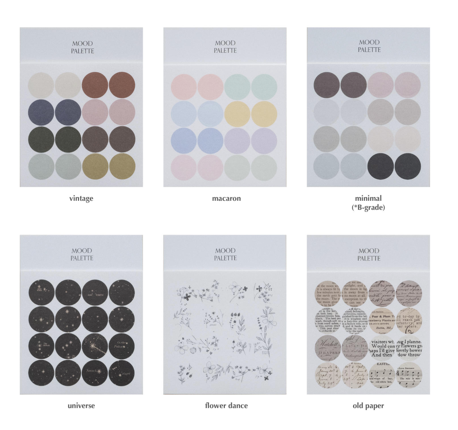 Mood Palette Sticker Sheet (12 types) - Smidapaper Ikigai Shop