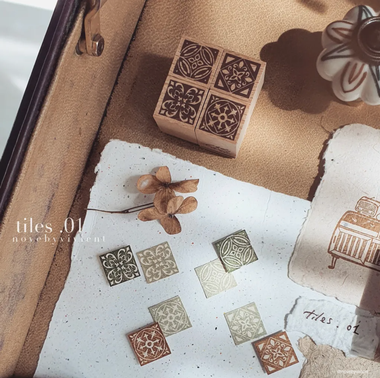 Nove Home Rubber Stamp Set: Tiles .01 (set of 4) - Smidapaper Ikigai Shop