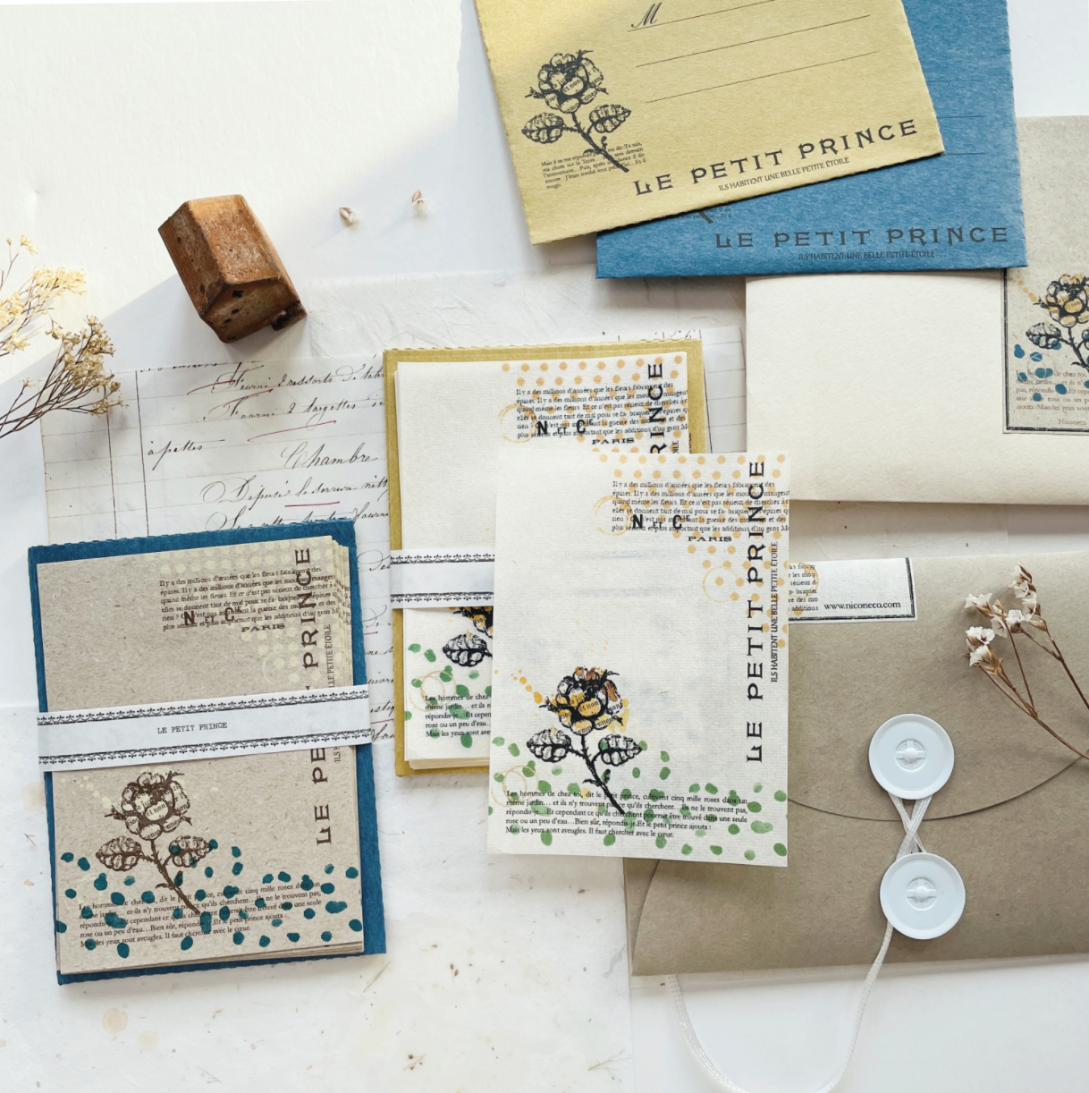 Nico Neco x Hiroko Uno Mini Letter Set (2 Colours) - Smidapaper Ikigai Shop