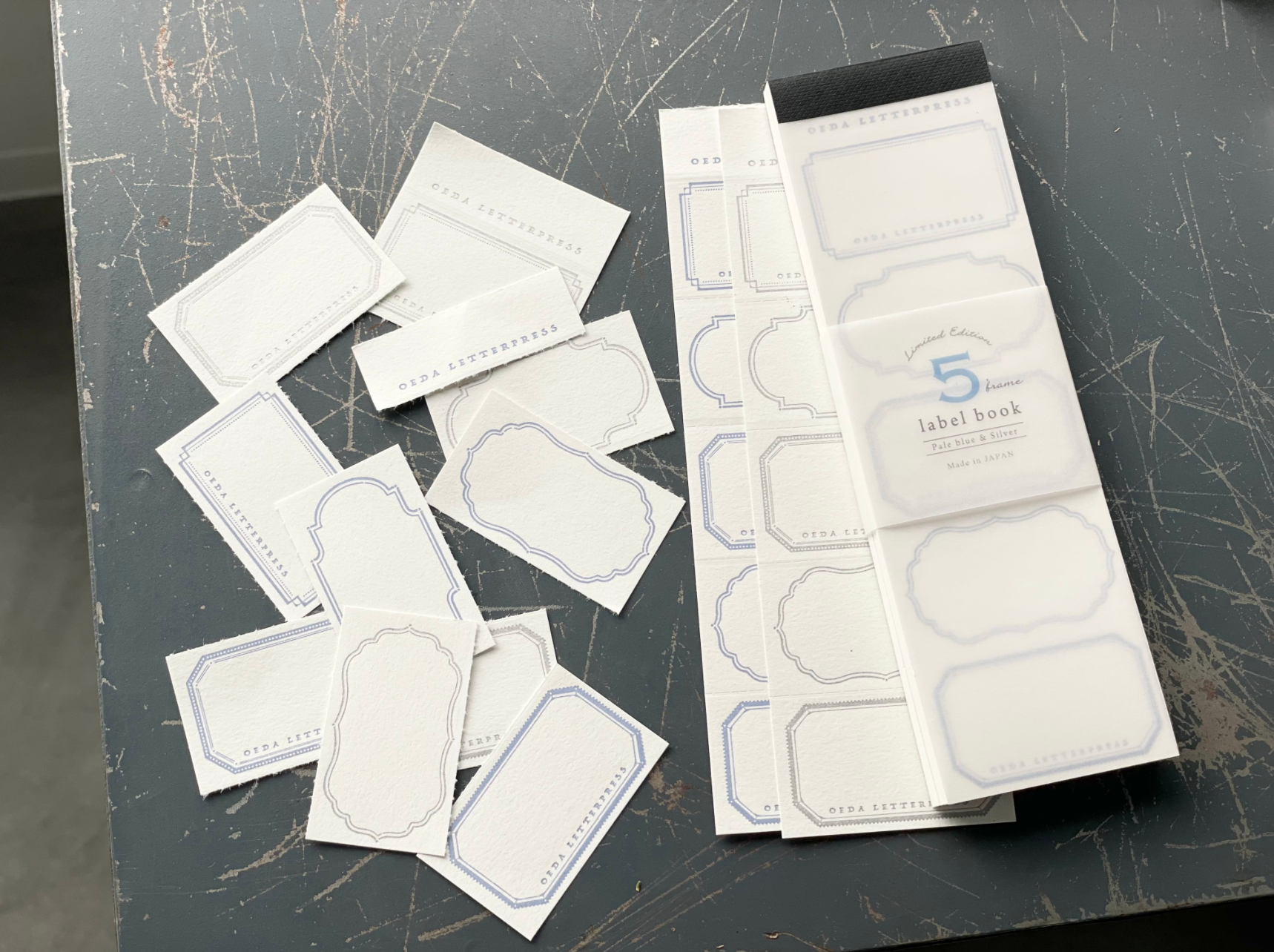 Oeda Limited Letterpress 5 Frame Label Book (3 Colours) - Smidapaper Ikigai Shop