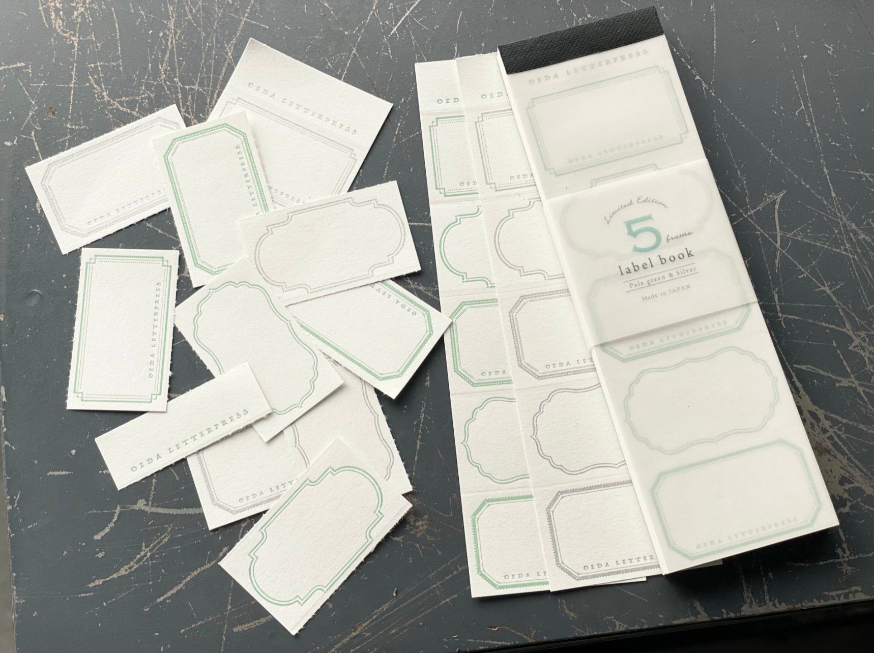 Oeda Limited Letterpress 5 Frame Label Book (3 Colours) - Smidapaper Ikigai Shop