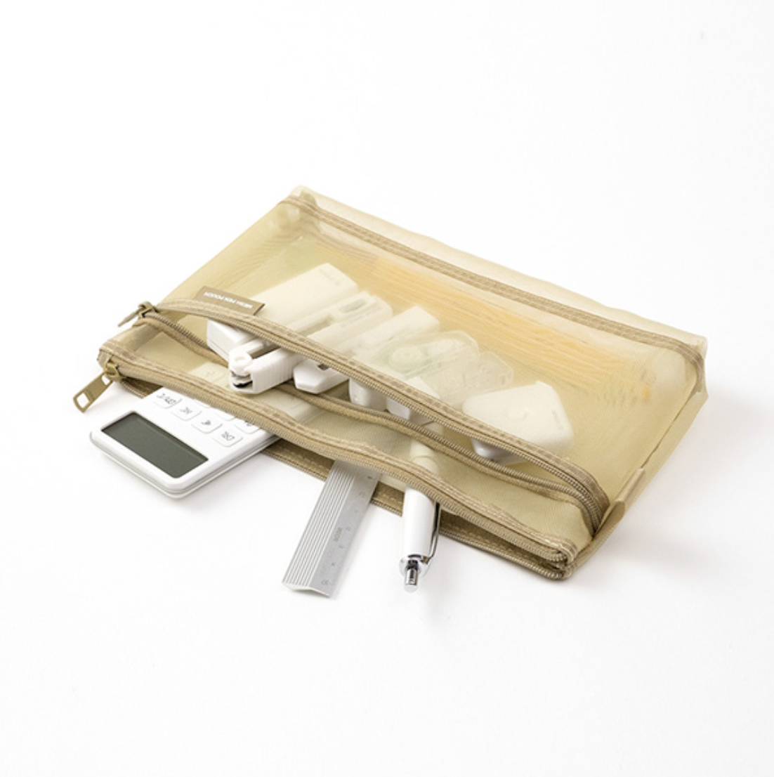 Midori Mesh Pen Pouch- Pale Beige (Limited)