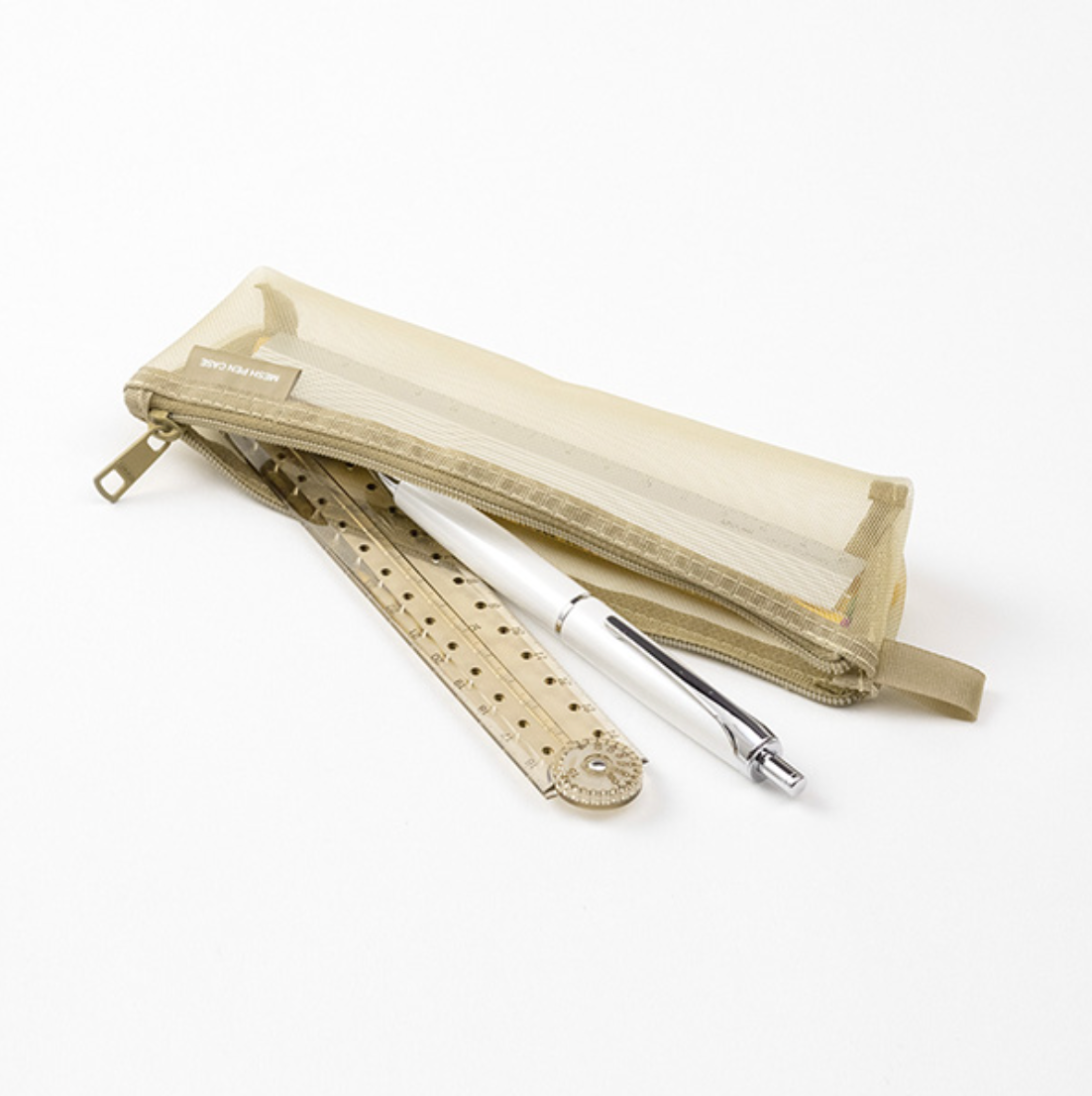Midori Mini Mesh Pen Case- Pale Beige (Limited)