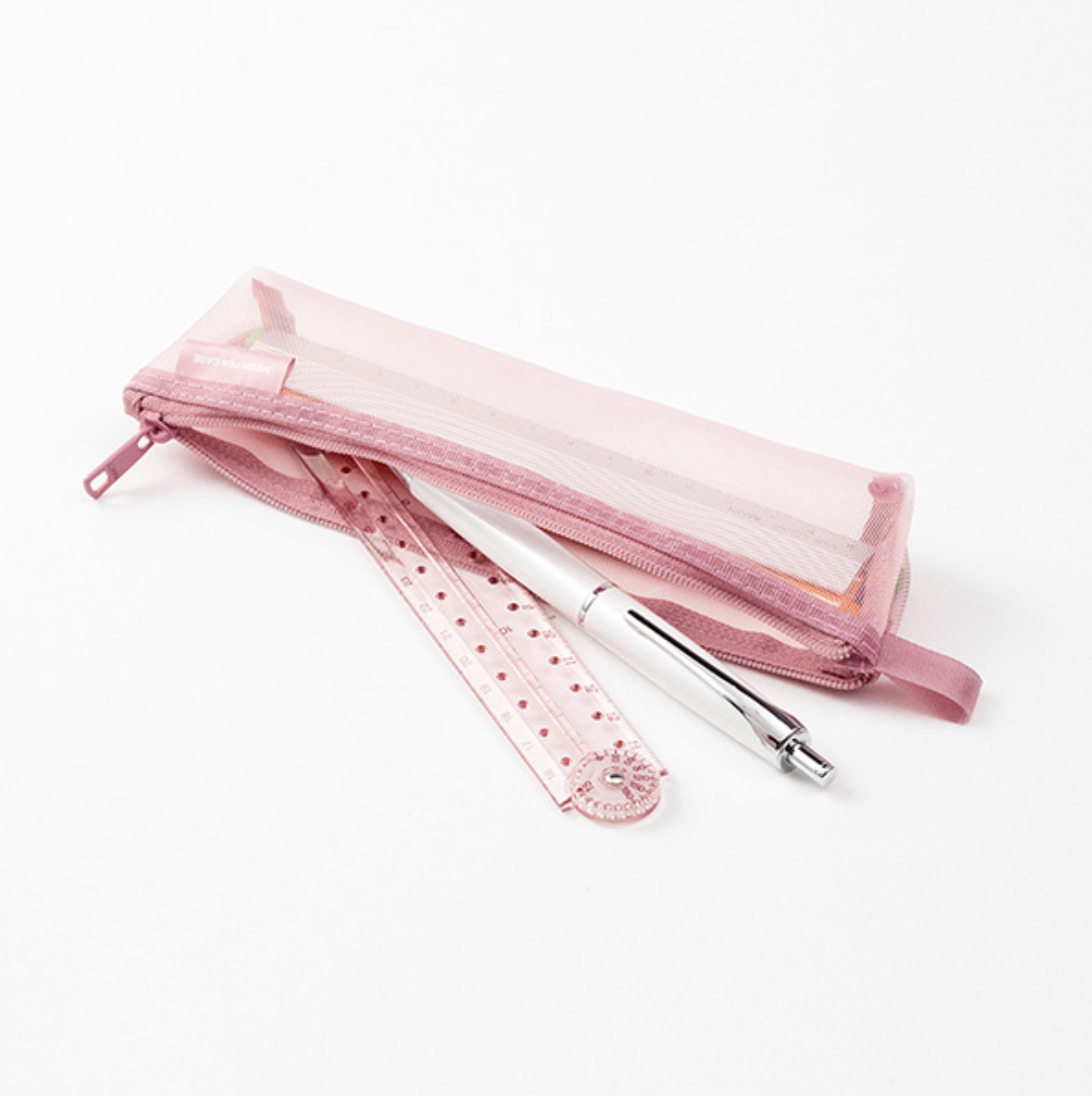 Midori Mini Mesh Pen Case- Pale Pink (Limited)
