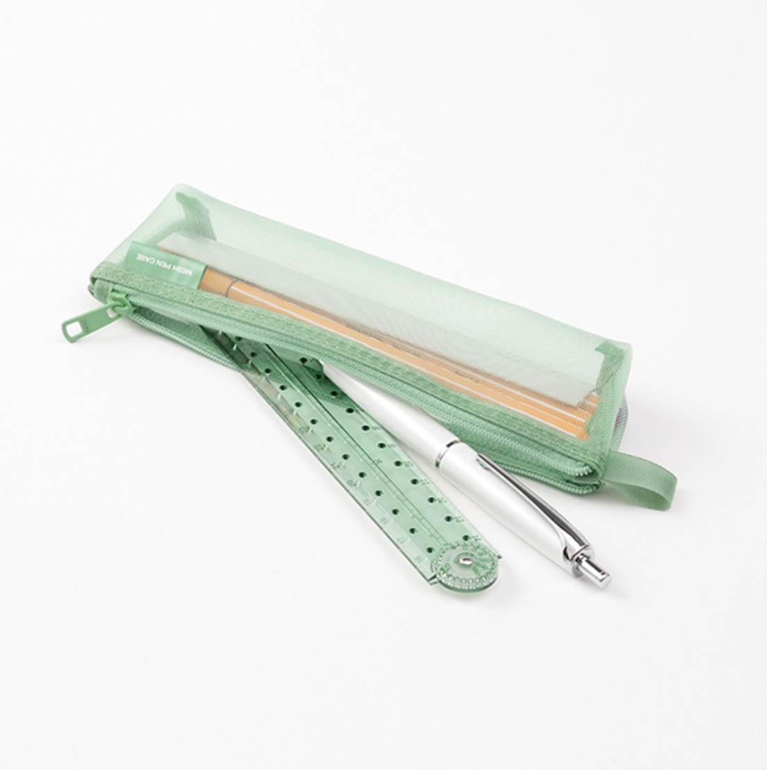 Midori Mini Mesh Pen Case- Pale Green (Limited)