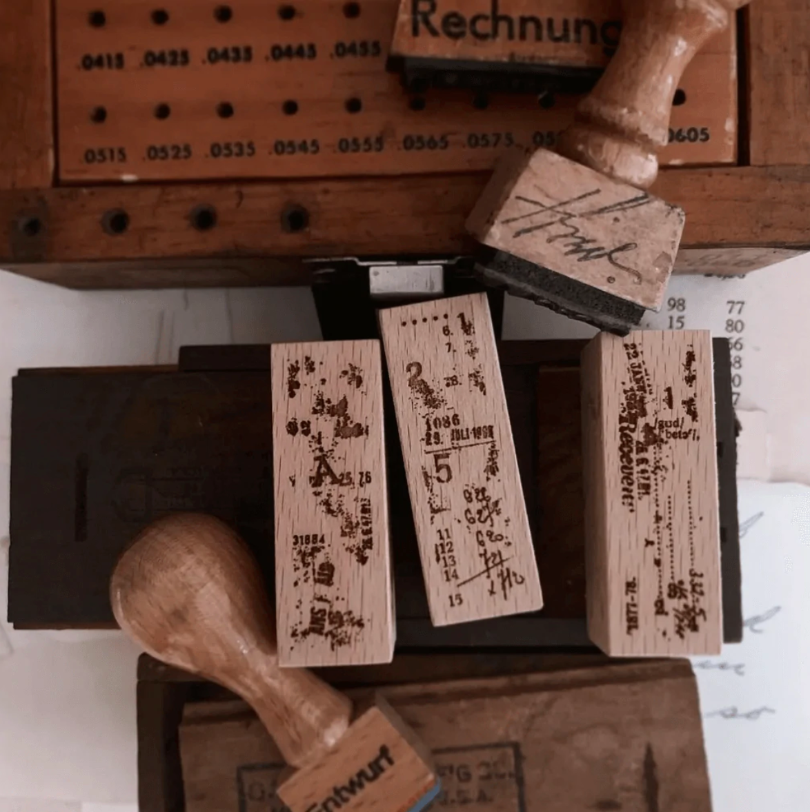 PlusMinus Film Noir Rubber Stamp Set (Set of 7)