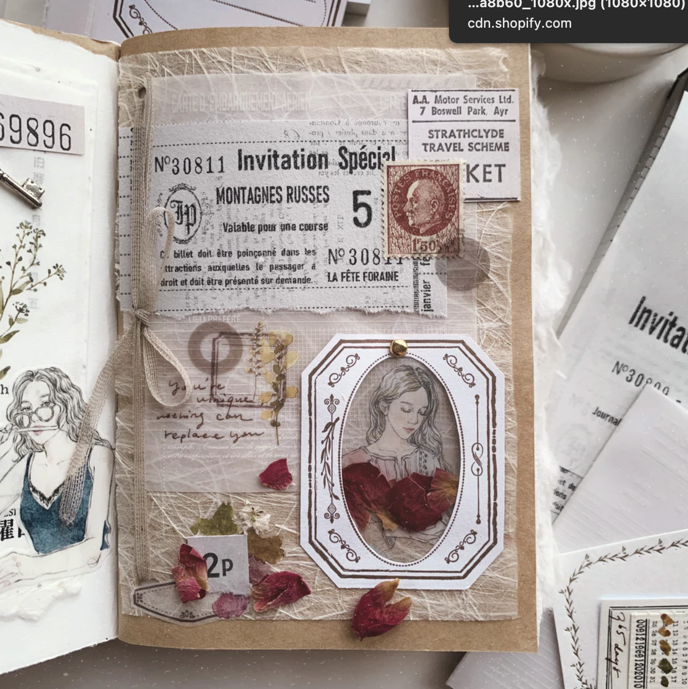 Vintage Frame-Mini Notepad Oeda Letterpress x Journal Pages