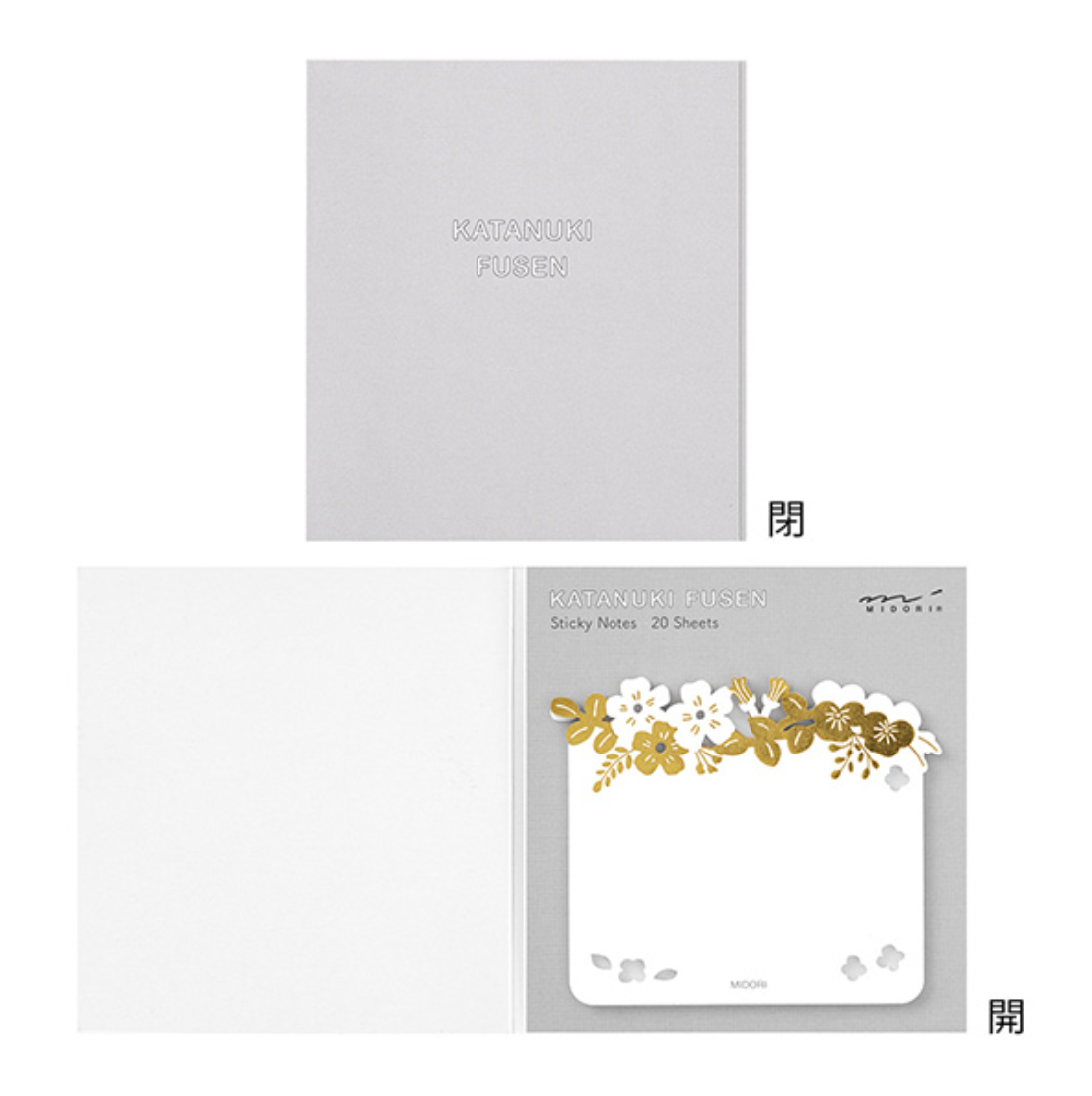 Midori Katanuki Fusen Sticky Notes-Foiled Flowers