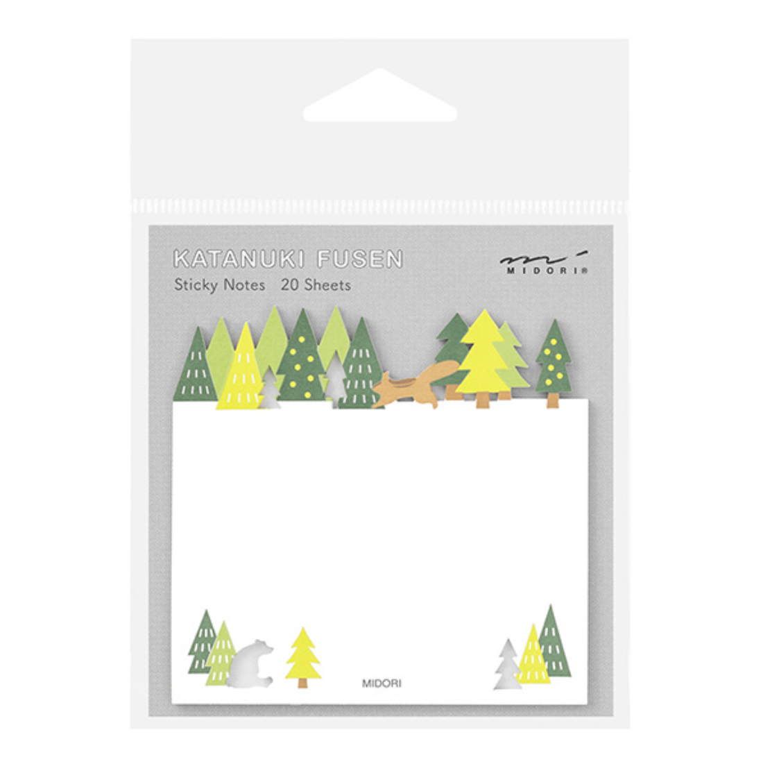 Midori Katanuki Fusen Sticky Notes-Forest