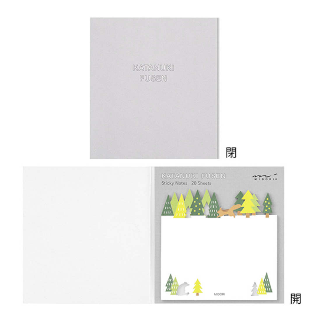 Midori Katanuki Fusen Sticky Notes-Forest