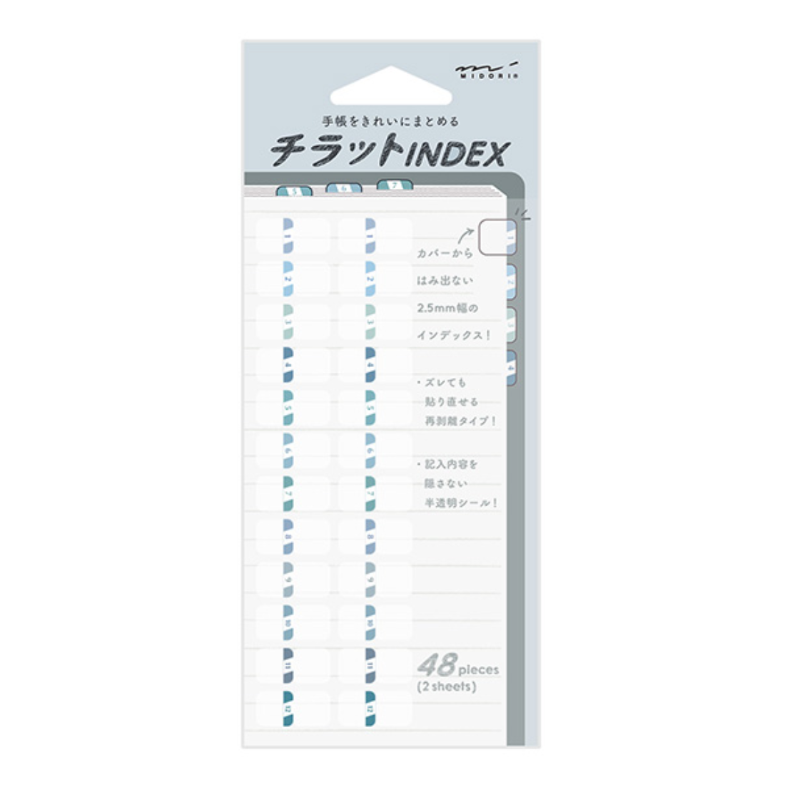 Midori Schedule Mini Tab Stickers-Blue